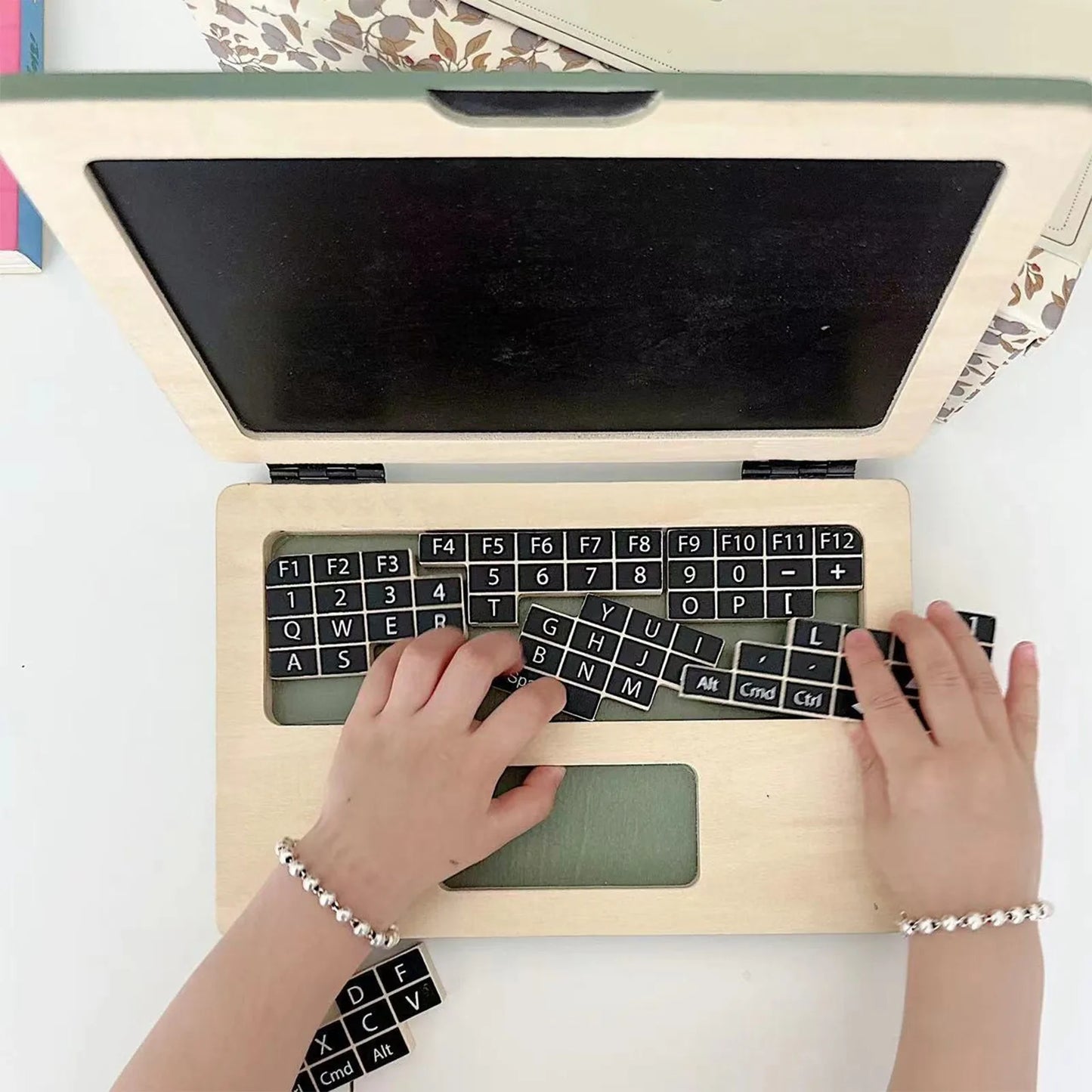 Preschool Wooden Toys First Laptop Drawing Board Toys For Boys And Girls Used For Creative Games Montessori Early Learning Toys