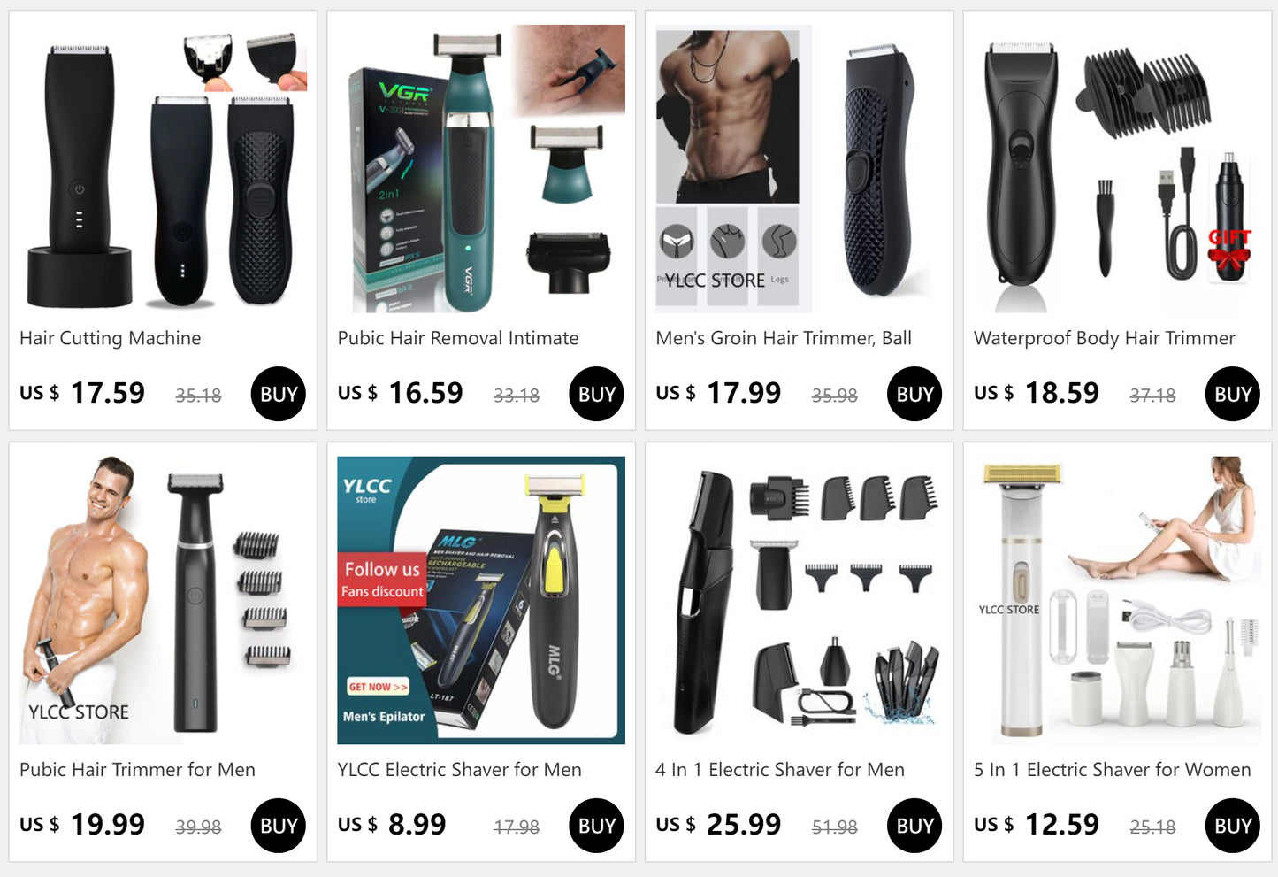 Men's Electric Groin Hair Trimmer Pubic Hair Trimmer Body Grooming Clipper for Men Bikini Epilator Rechargeable Shaver Razor