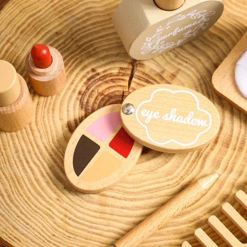 Wooden Baby Toys Simulation Cosmetics Set Pretend Makeup Toys Girls Playing House Game Children Early Education Montessori Toys