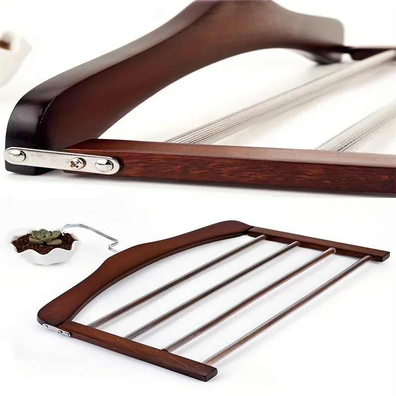 [Space-Saving] Space-Saving Wooden Pants Hanger |   1pc |   Wooden |   Multi-Tier |   Closet Organizer for Ties, Scarves & More