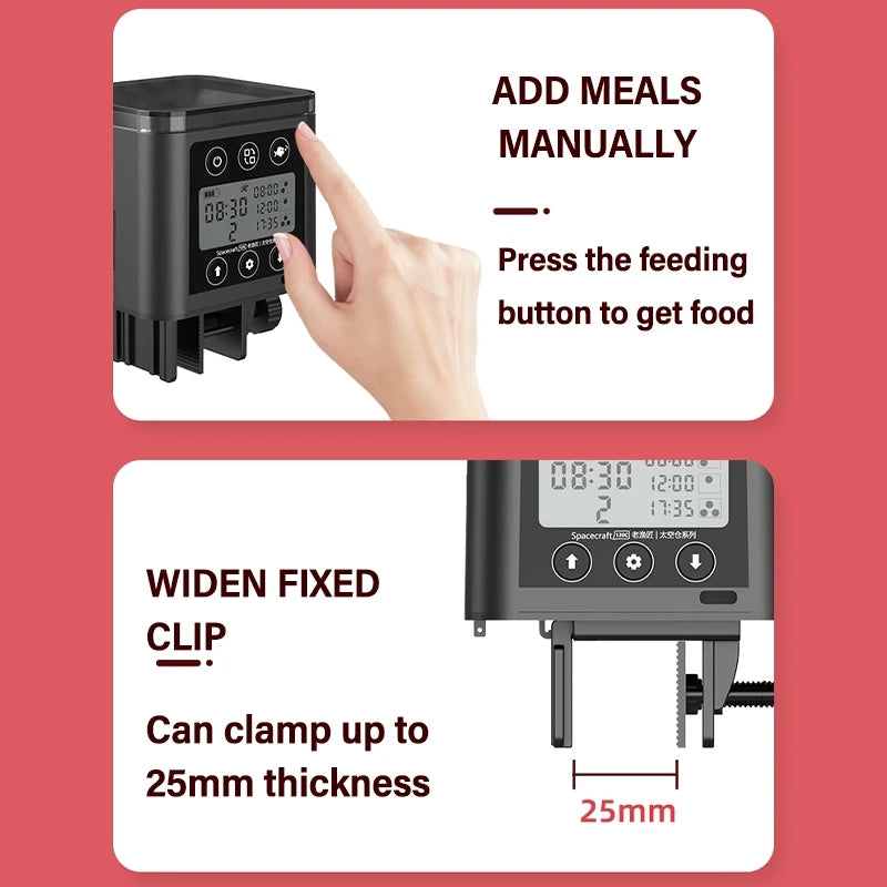 Fish Feeder Automatic LED LCD Screen Automatic Feeder 320ml Large Capacity Smart Timing Feeder Fish Turtle Food Fish Feeding