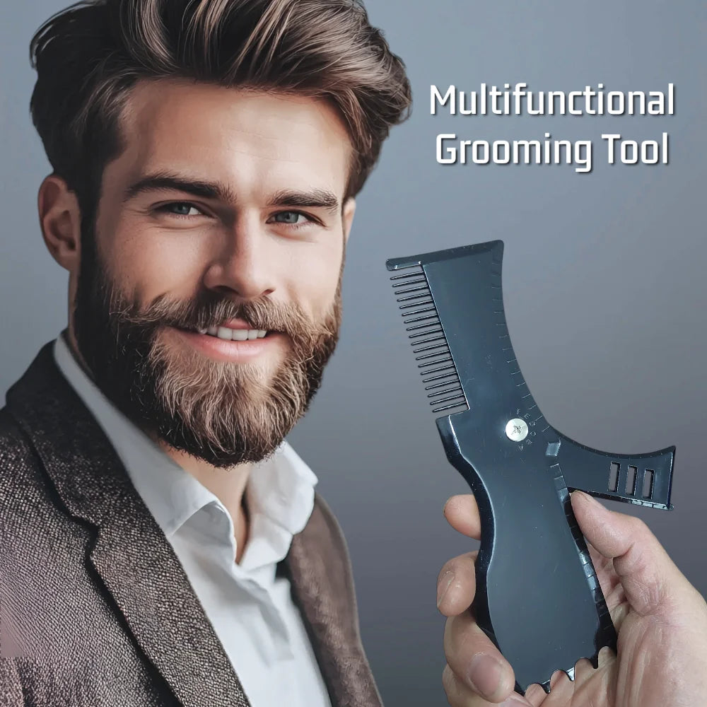 The Gracemen Beard Kit - 6 in 1 Grooming Suit for Men- Beard Template & Brush & Comb & Eyebrow Razor & Scissors with Travel Bag