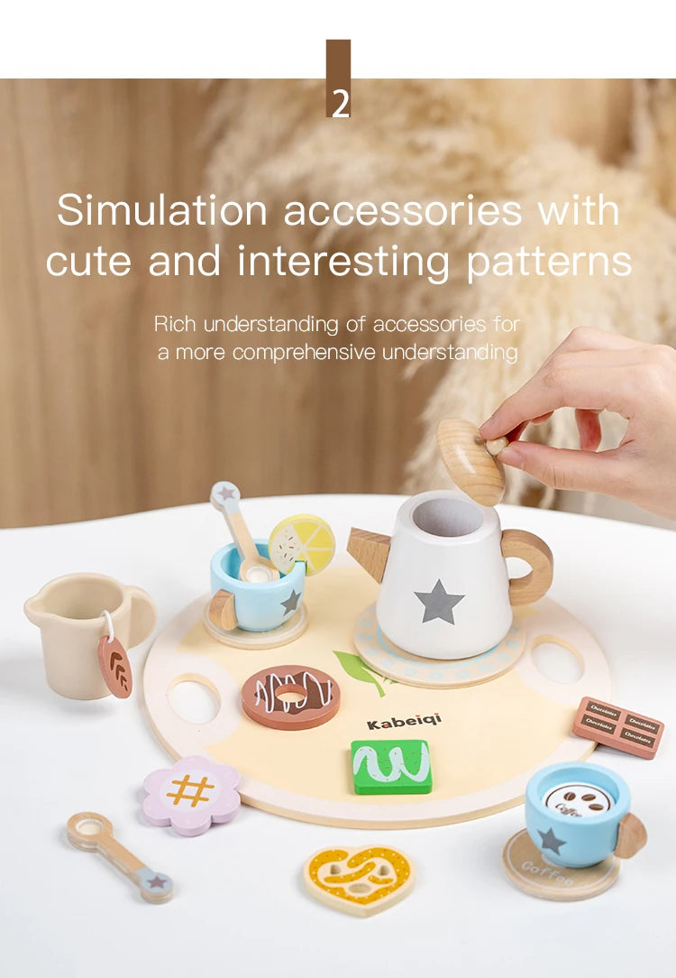 Children's simulation wooden toys, tea set sets, pretend games, baby educational toys, birthday and holiday gifts