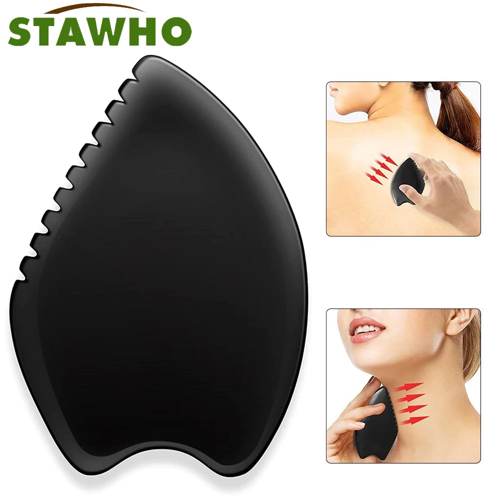Gua Sha Facial Body Massage Tools,Unique 9-Edge Gua Sha Bian Stone,3D Gua Sha Stone with Ridges,Gua Sha Scraping Massage Tool
