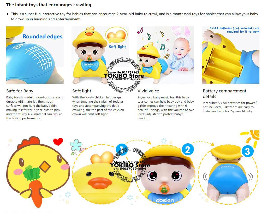 Crawling Baby Toys 18 Months + Toddler Musical Toys Baby Toys 18 Months + Early Educational Toys for Infant Toys Baby Toys