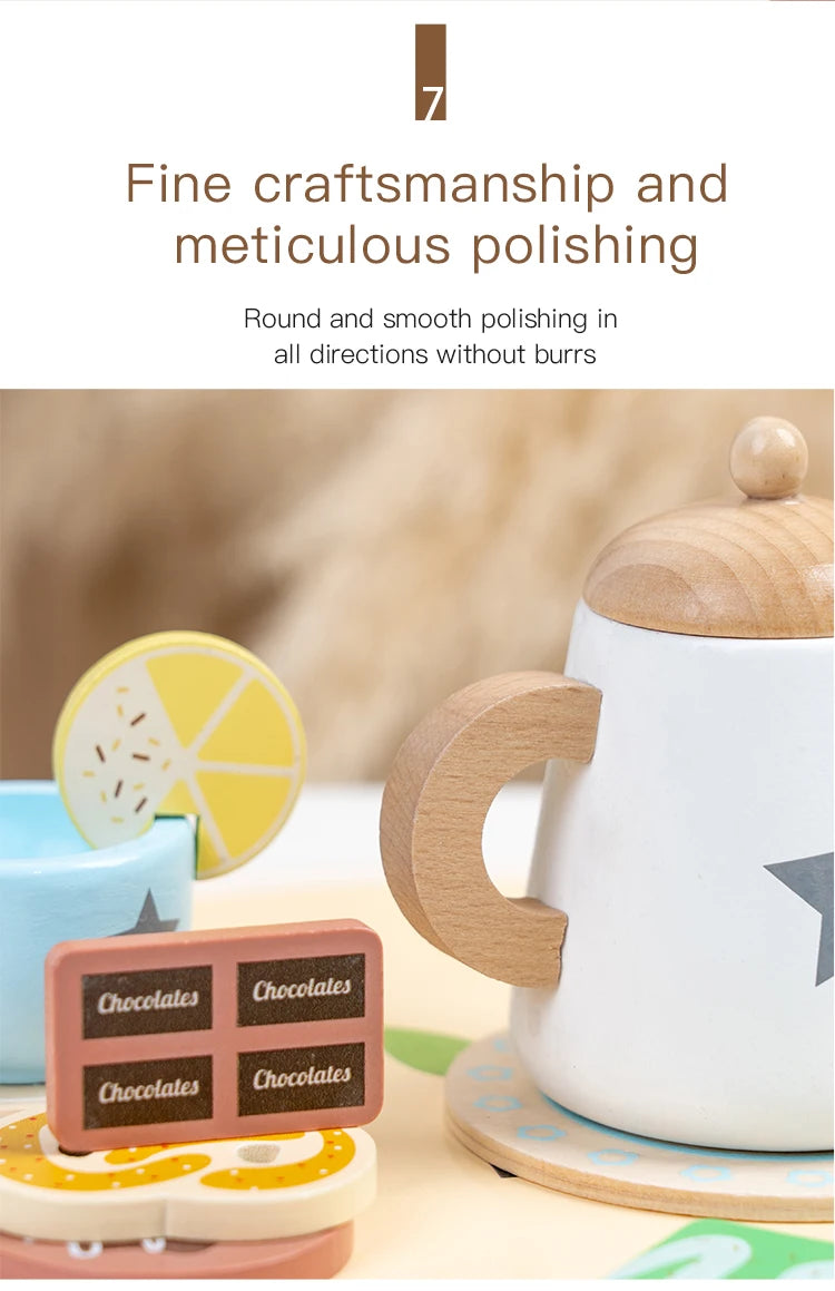 Children's simulation wooden toys, tea set sets, pretend games, baby educational toys, birthday and holiday gifts