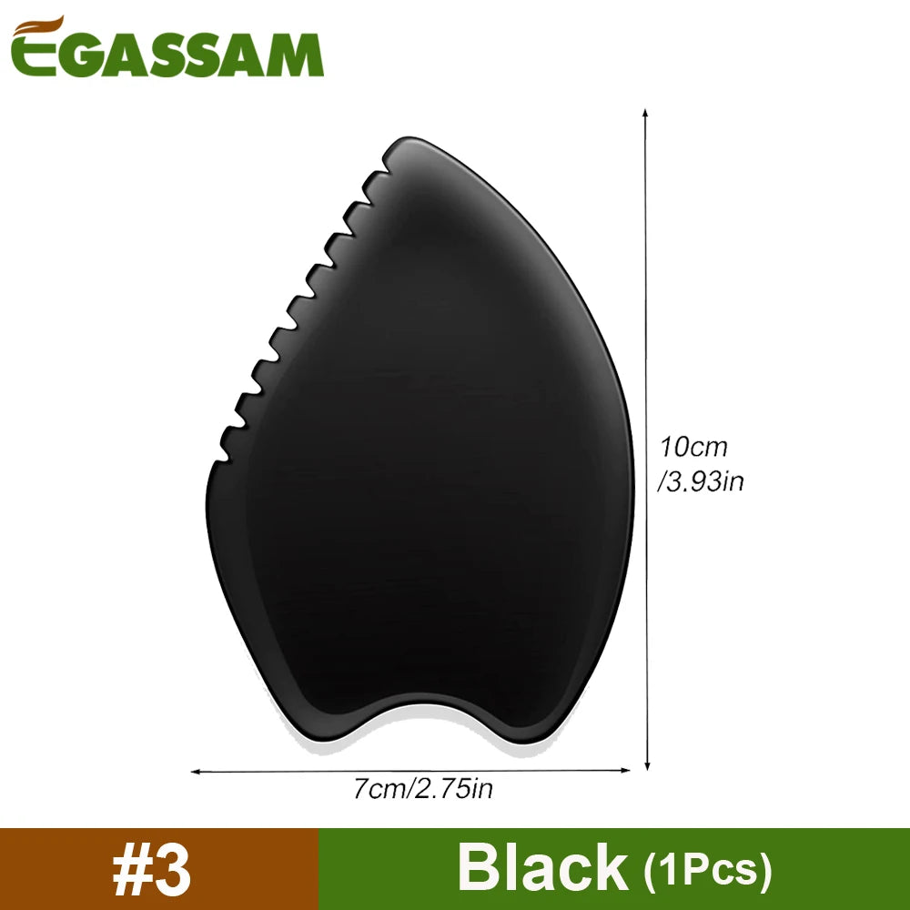 Gua Sha Facial Body Massage Tools, Gua Sha Bian Stone, Gua Sha Stone with Ridges, Gentle Gua Sha Scraping Massage Tool Black