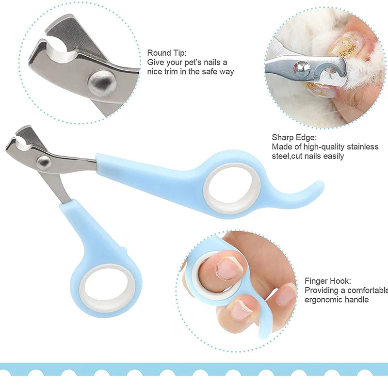 Rabbit Grooming Kit Tear Stain Remover Cleaning Combs Pet Nail Clipper Double-Sided Shampoo Bath Brush for Guinea Pig Bunny