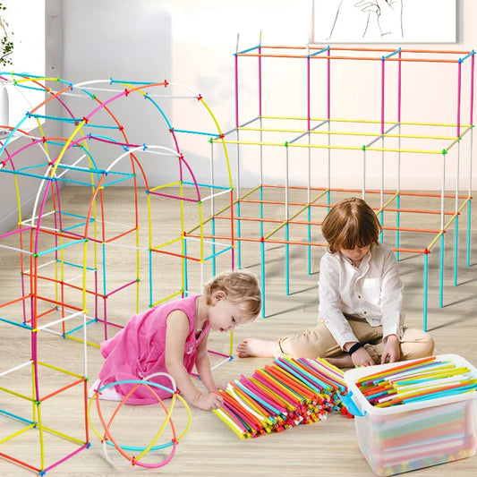 Straw Builder Toys Construction Toys Interlocking Plastic Toys, Engineering Toys, Fine Tube Building Blocks Toys