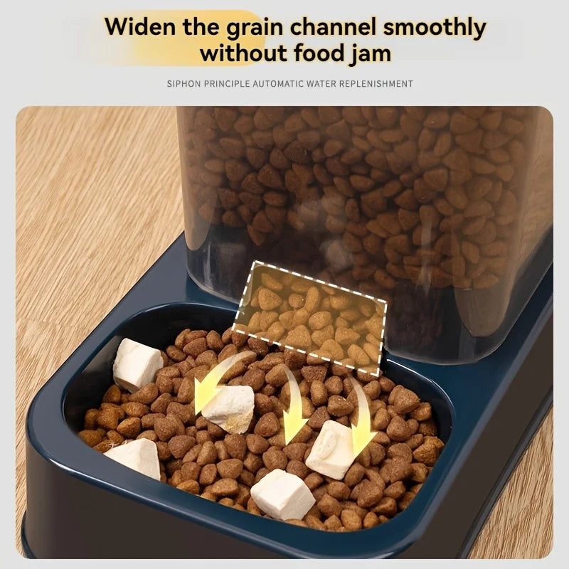 Automatic Cat and Dog Feeder with Drinker - Pet Food Bowl and Drinker Set,Smart Portion Control for Cat and Dog,Without Battery