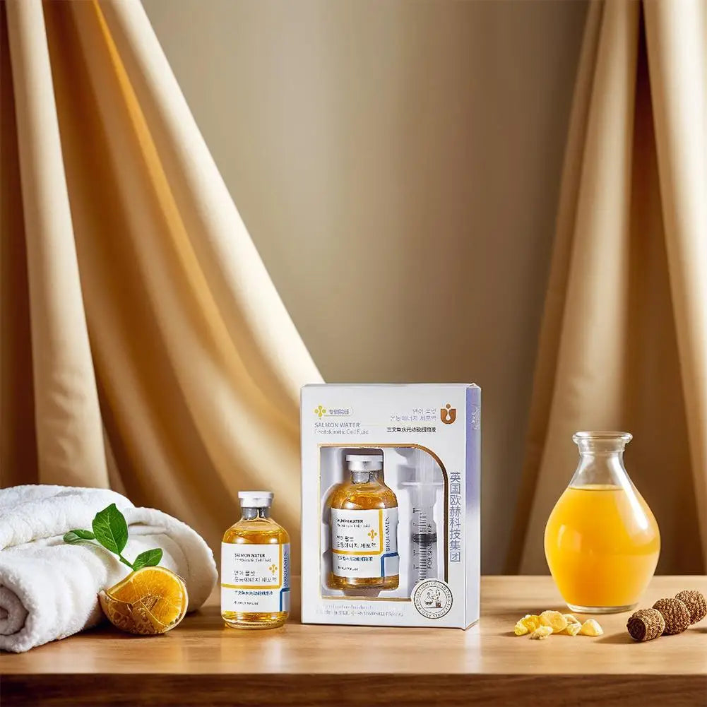 Salmon Oil Facial Serum Liquid Moisturizer Nourishing Repair Smooth Shrink Pore Hyaluronic Acid Face Care Serum 50ml+1ml