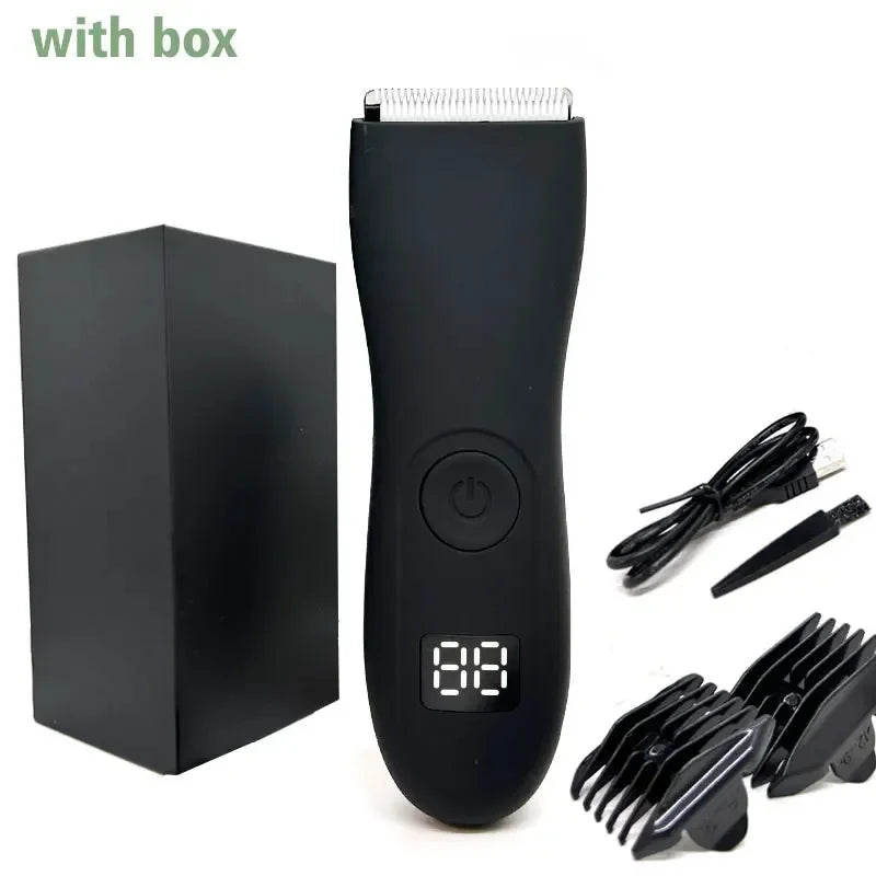 Men's Electric Groin Hair Trimmer Pubic Hair Trimmer Body Grooming Clipper for Men Bikini Epilator Rechargeable Shaver Razor