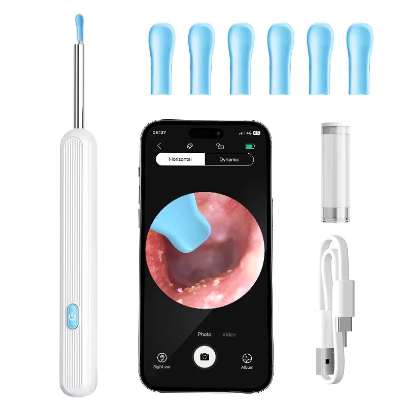 Smart ear cleaner with wireless camera and LED light offers high-precision ear wax removal as a wireless otoscope cleaning kit