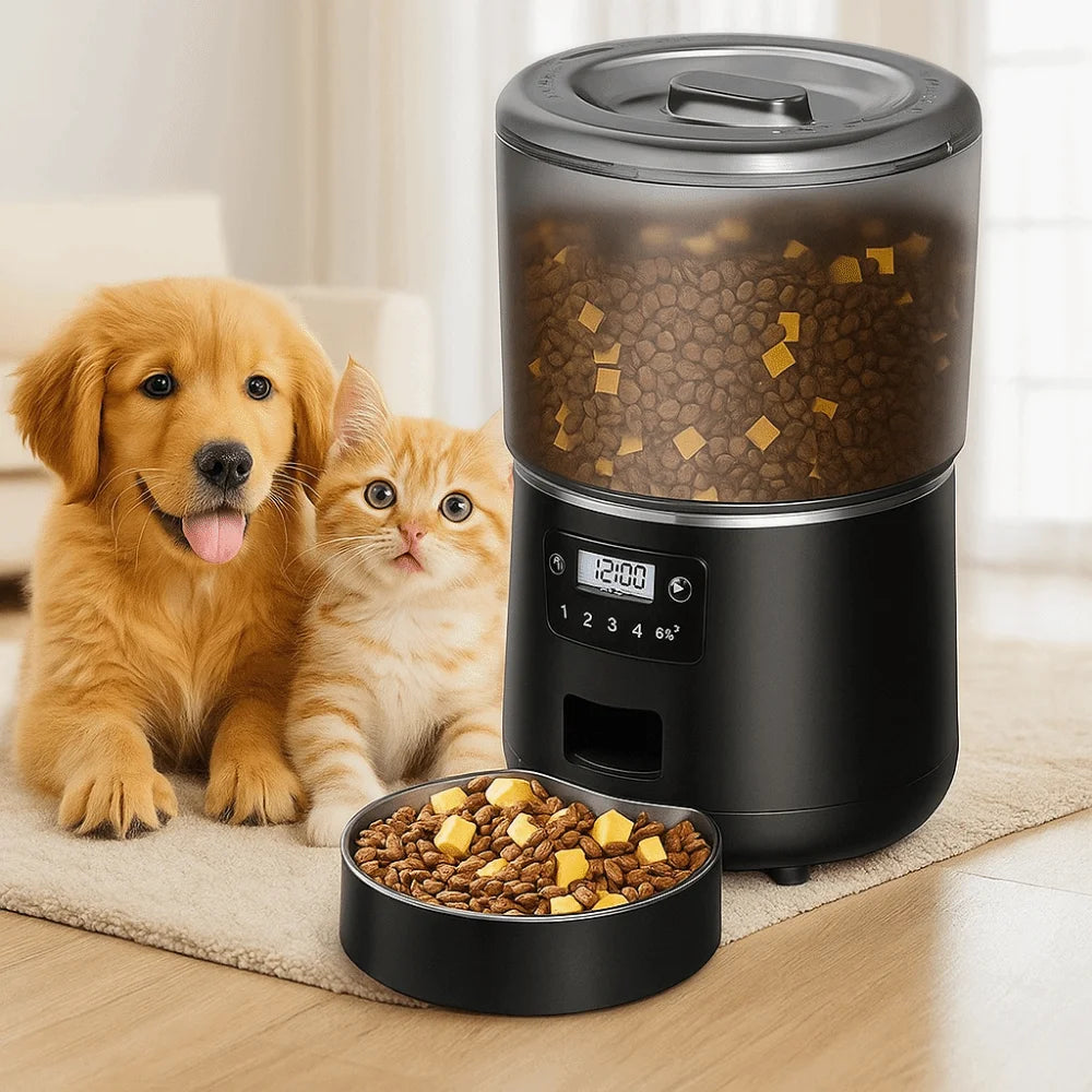 4L Smart Pet Feeder Stainless Steel Bowl Timed Feeding APP Control Feeder Remote Control 9-Meal Dog Food Dispenser For Cats Dogs
