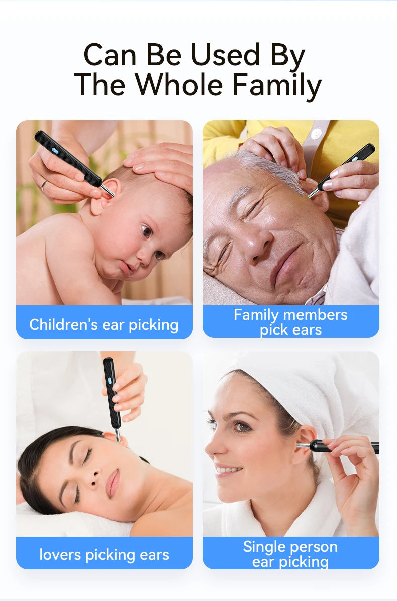 Smart ear cleaner with wireless camera and LED light offers high-precision ear wax removal as a wireless otoscope cleaning kit