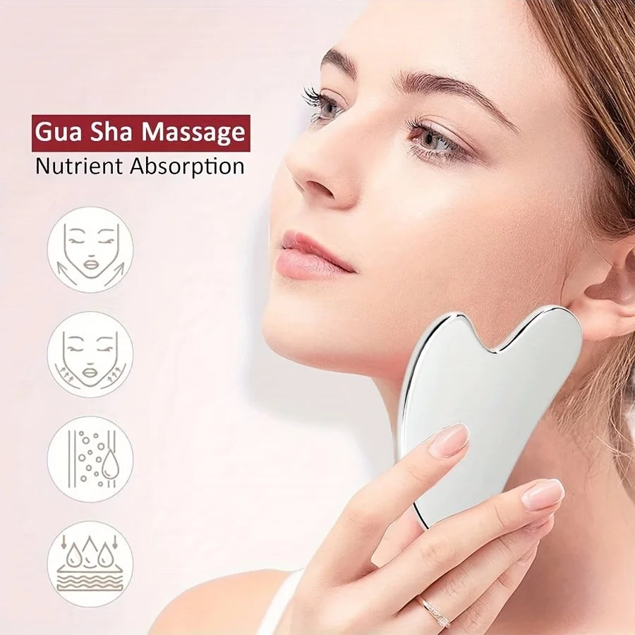 2/3 Piece Set, High Quality Stainless Steel Gua Sha Tool Set, Heart and Lip Shape, Facial Care Tools, Storage Bag