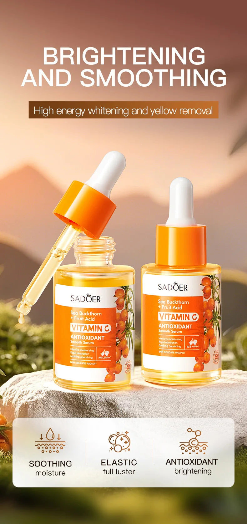 SADOER Sea Buckthom Vitamin C Antioxidant Snooth Serum Antioxidant Brightening and Moisturizing Essence