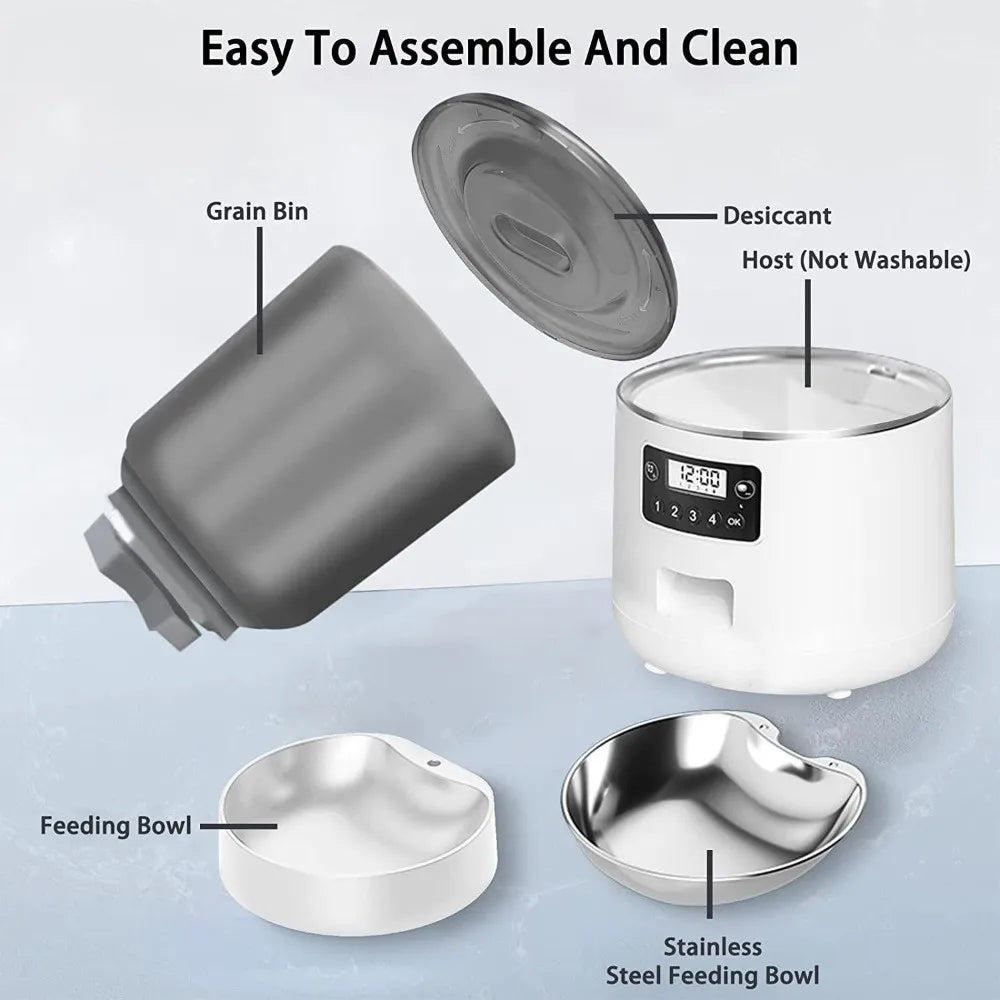 4L Smart Pet Feeder Stainless Steel Bowl Timed Feeding APP Control Feeder Remote Control 9-Meal Dog Food Dispenser For Cats Dogs