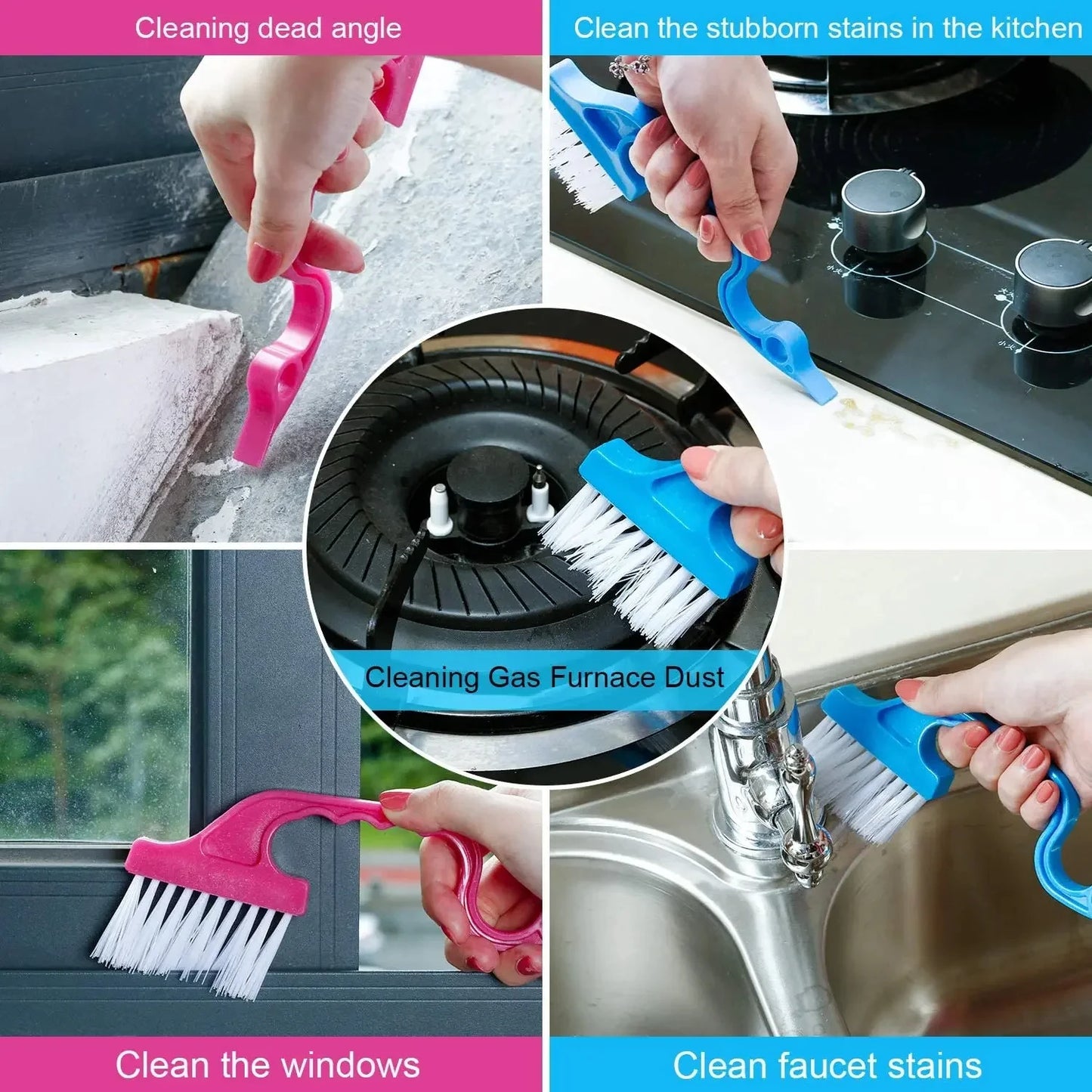 2-in-1 Windows Gap Cleaning Brush & Flat Shovel, Household Cleaning Tool for Kitchen, Bathroom, Toilet