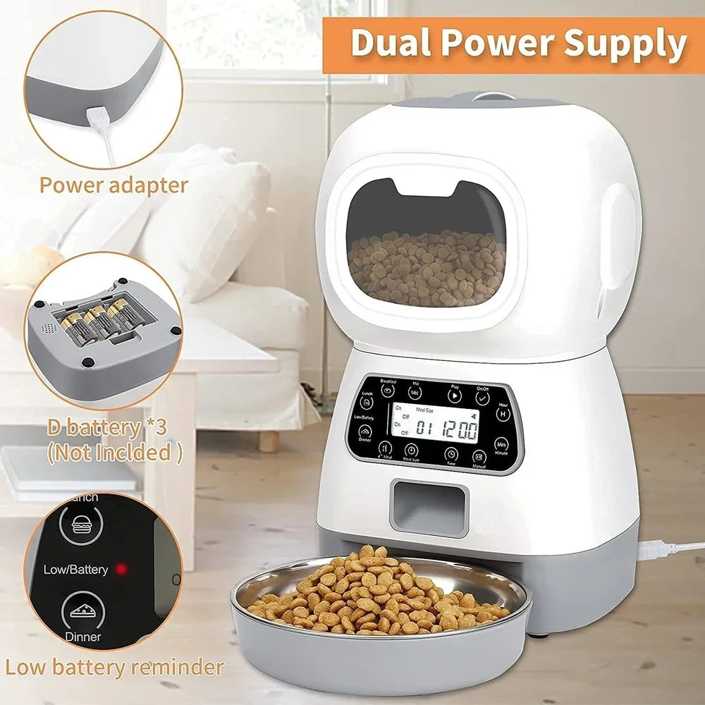 Smart Feeders Suitable for Small and Medium Pet, 3.5 Liters Dry Food Dispenser, 2L Water Feeder, Automatic Dog and Cat Feeder