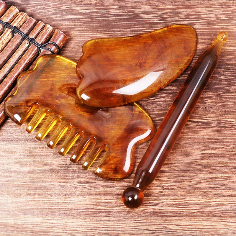 7Pcs/Set Beauty Scrapping Massage Tool Guasha Massager Gua Sha Board Face Eye Body Acupoint Stimulation Therapy SPA Scraper