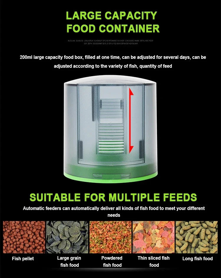 Fish Tank Feeders 200ML Timer LCD Fish Feeder for Aquarium Accessories Smart Feeding 4 Group Times Model AF-2019B