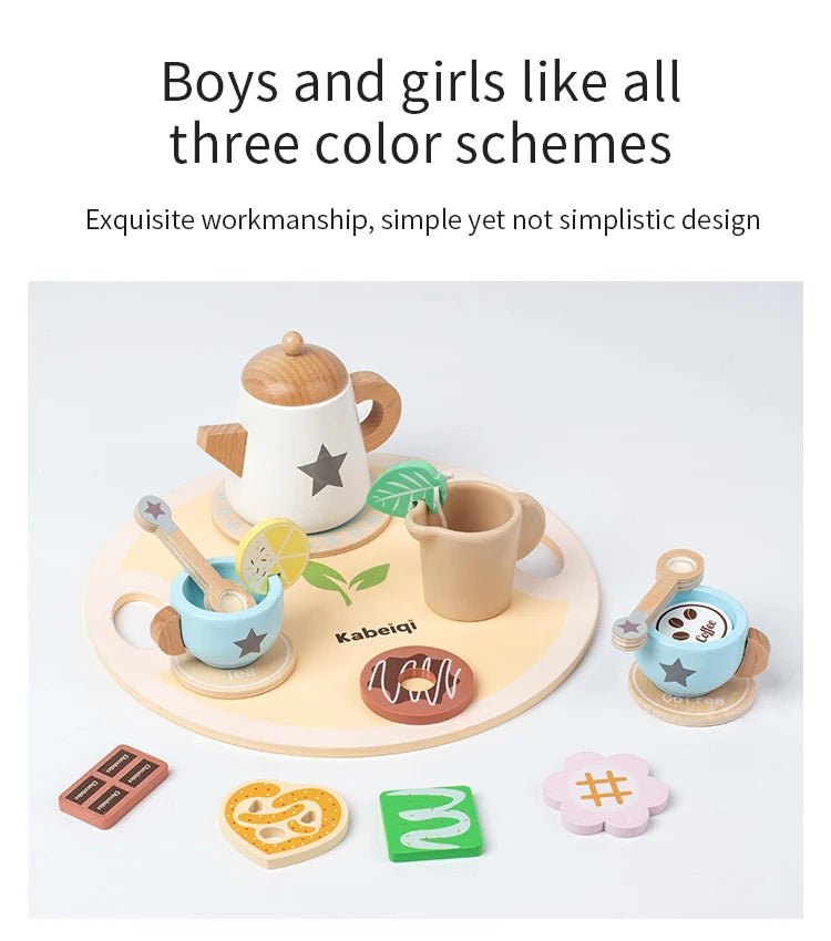 Children's simulation wooden toys, tea set sets, pretend games, baby educational toys, birthday and holiday gifts