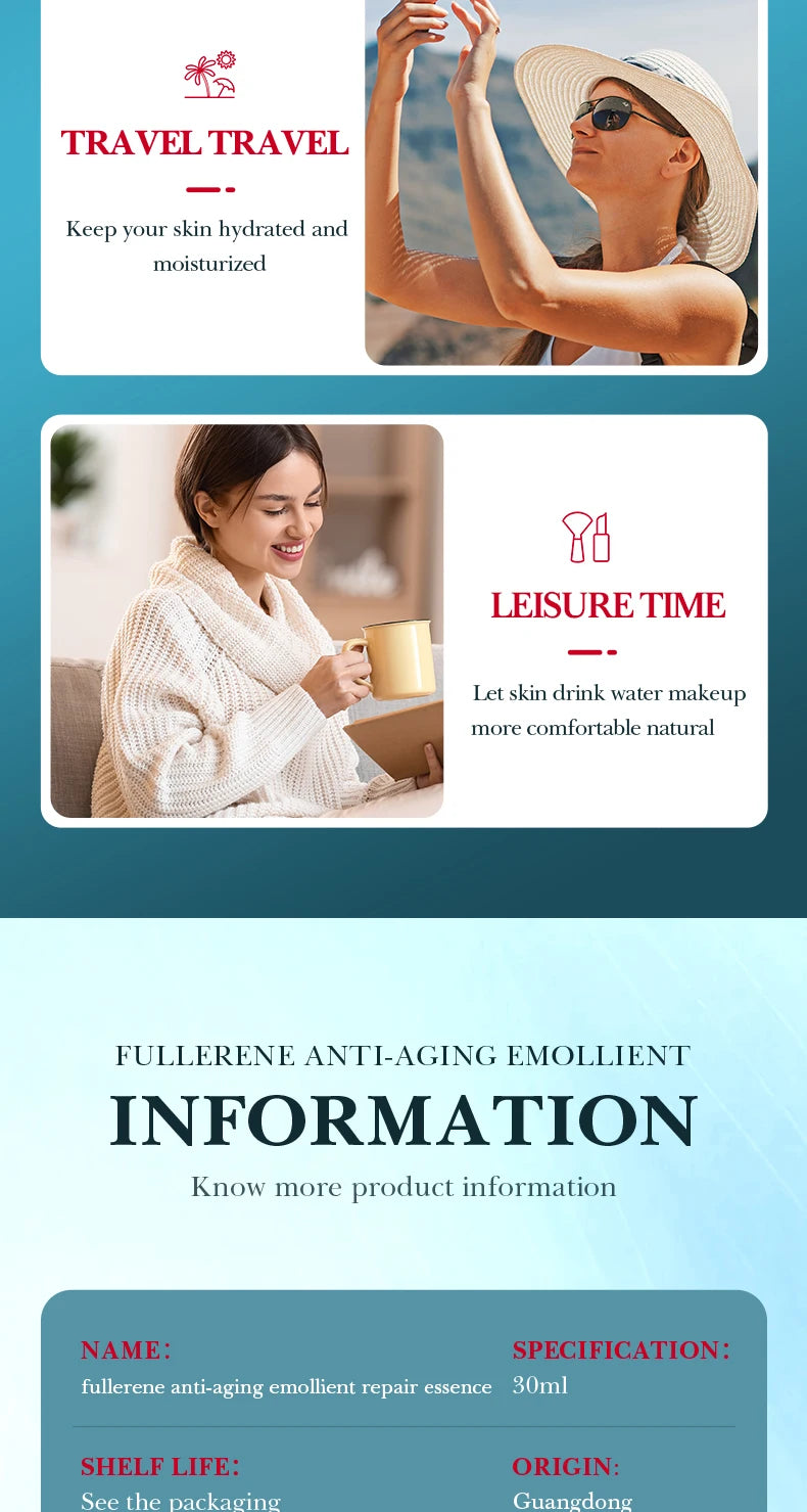 30ml SADOER Fullerene Face Serum Facial Anti Wrinkles Moisturizing Firming Essence Beauty Skin Care