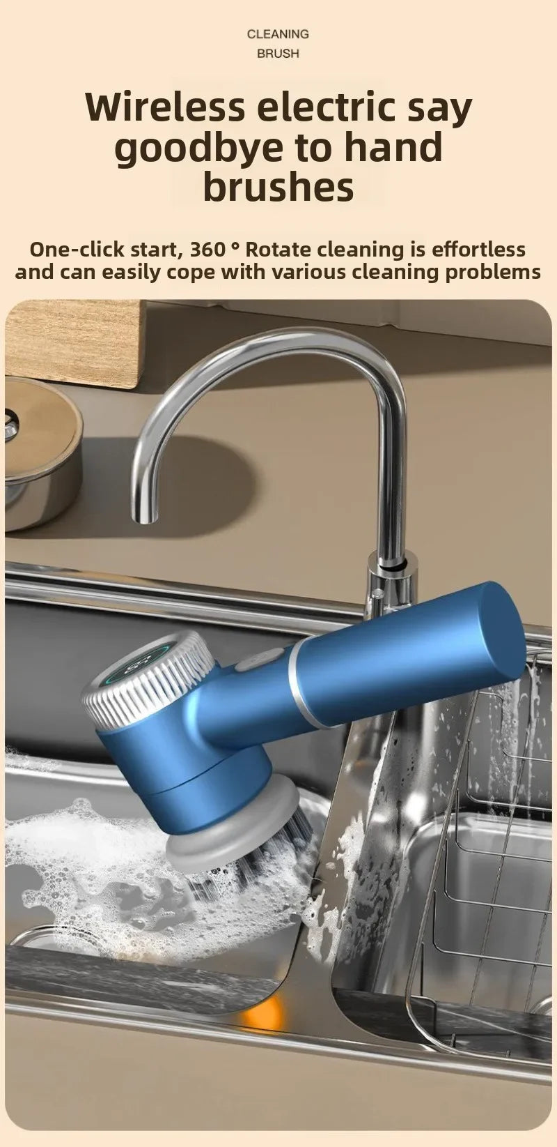 Multifunctional Electric Cleaning Brush Wireless Household Washing Pot Dishwashing Shoe Artifact Bathroom Electric CleaningBrush