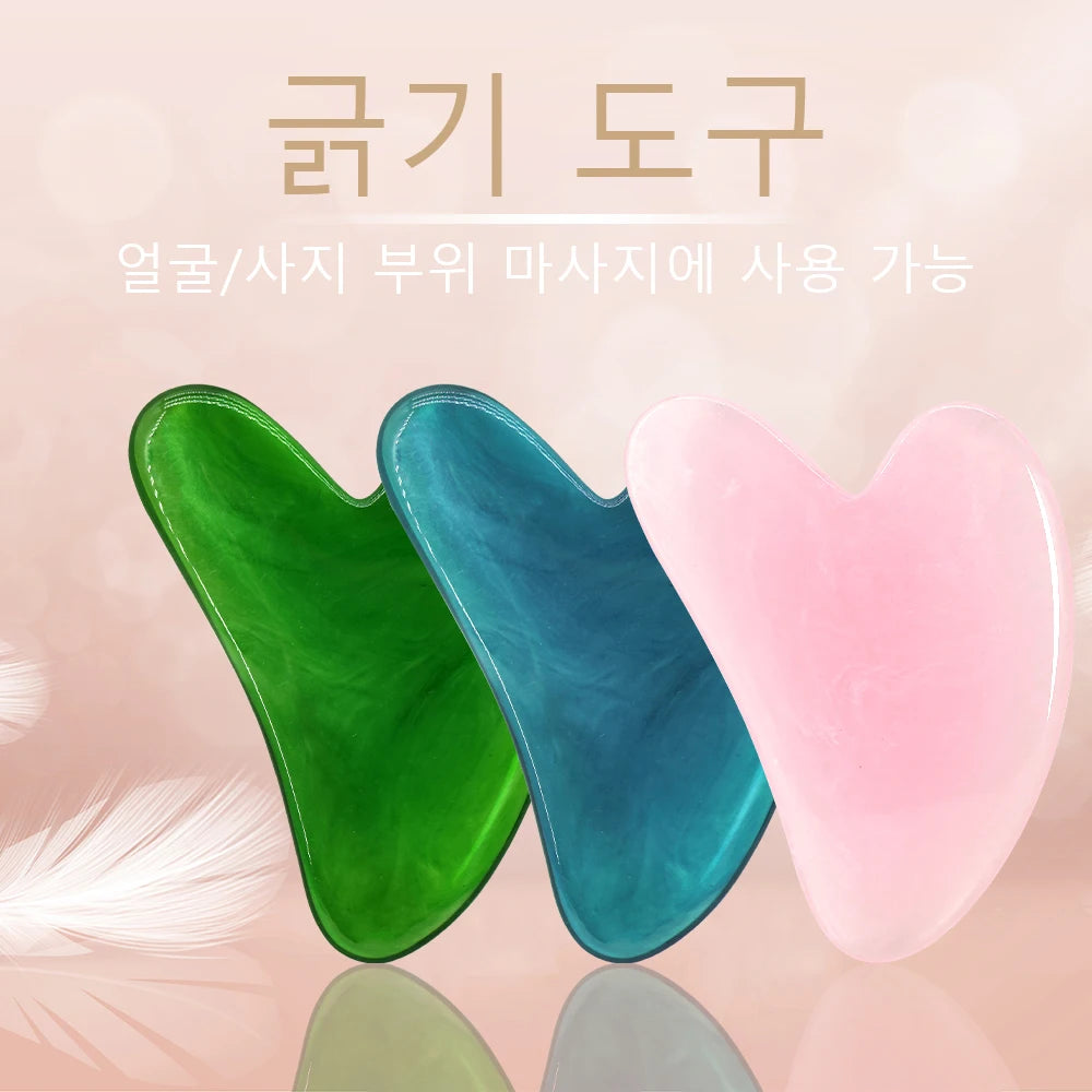 Heart - Shaped Gua Sha in Green Blue and Pink Ideal for Facial and Body Massage Promoting Blood Circulation and Relaxation
