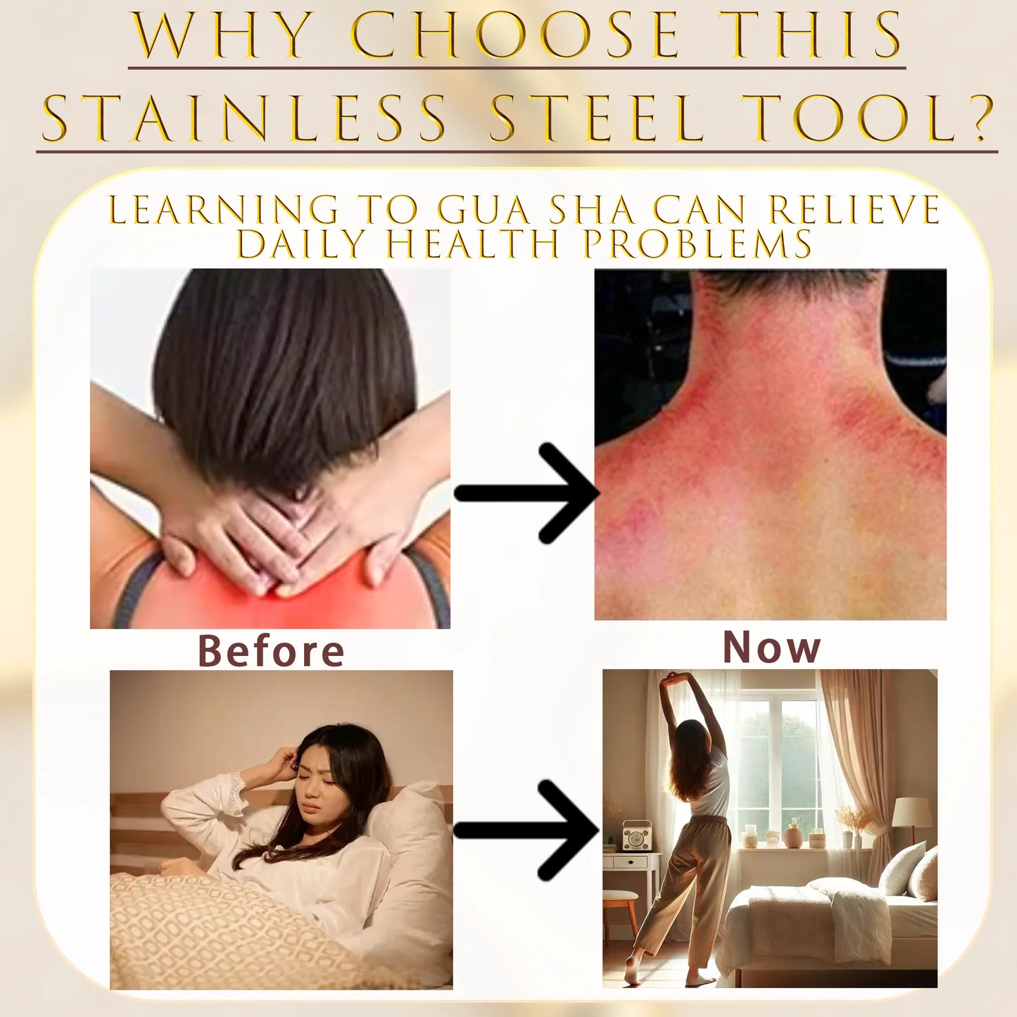 Stainless Steel Gua Sha Scraping Tool Guasha Massage Tool Set for Soft Tissue Scraping Used for Back, Legs, Arms,Neck,Shoulder