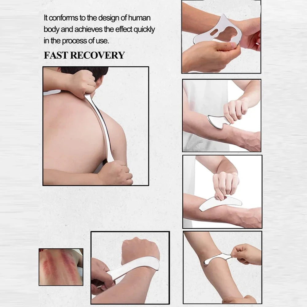 1/4/5/7pcs Stainless Steel Gua Sha Scraping Massage Tool Set IASTM Tools Great Soft Tissue Mobilization Tool