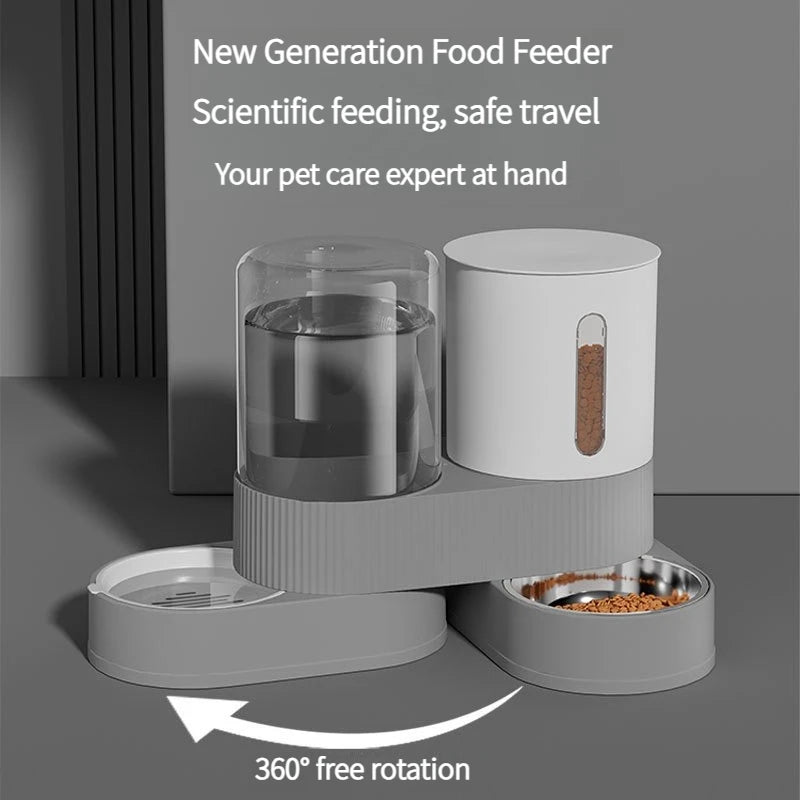Automatic Pet Feeder and Waterer 2 in 1, Large Capacity Dry Wet Food Separate Dispenser with Timer, Smart Cat Bowl