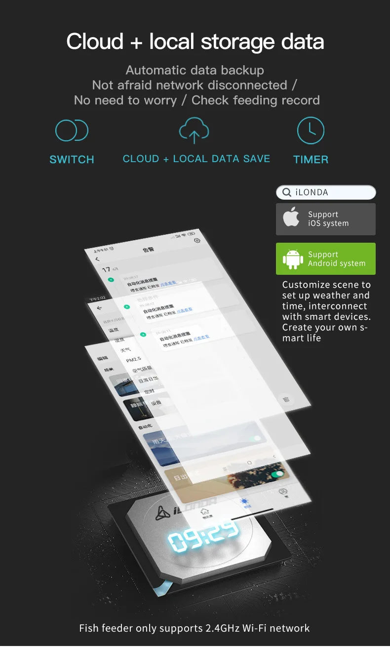 Automatic Aquarium Fish Tank Feeder Timing/Wifi Wireless Smart Phone App Intelligent Speaker Voice Remote Control Fish Feeding