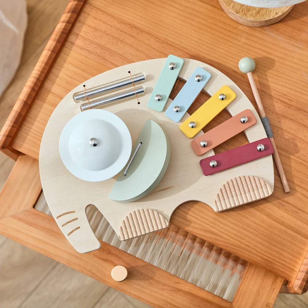 Wooden Instruments Baby Toys Educational Toys Elephant Xylophone Children's Musical Toys Newborn Birthday Gifts Music Table Toys