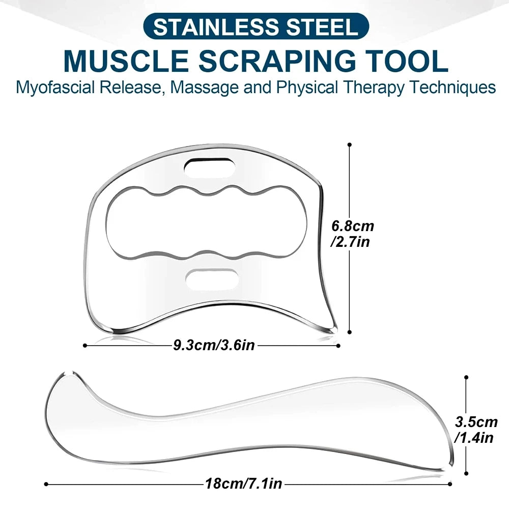 Stainless Steel Gua Sha Massage Tools Muscle Scraper Tool,Graston Tool Set for myofascial Release,Scar Tissue Massager for Back