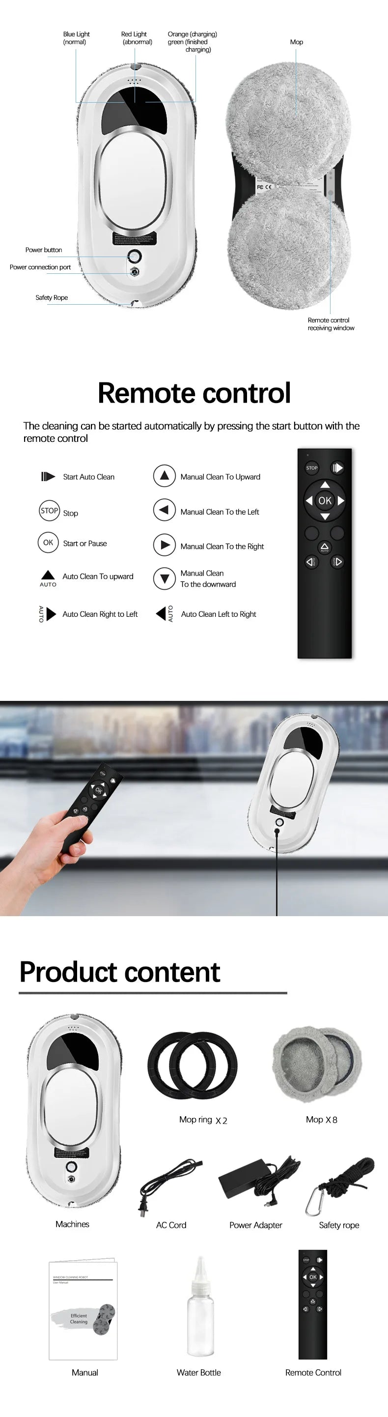 Window Vacuum Cleaning Robot Smart Window Glass Washer Electric Glass Limpiacristale Remote Control Automatic Window Cleaner