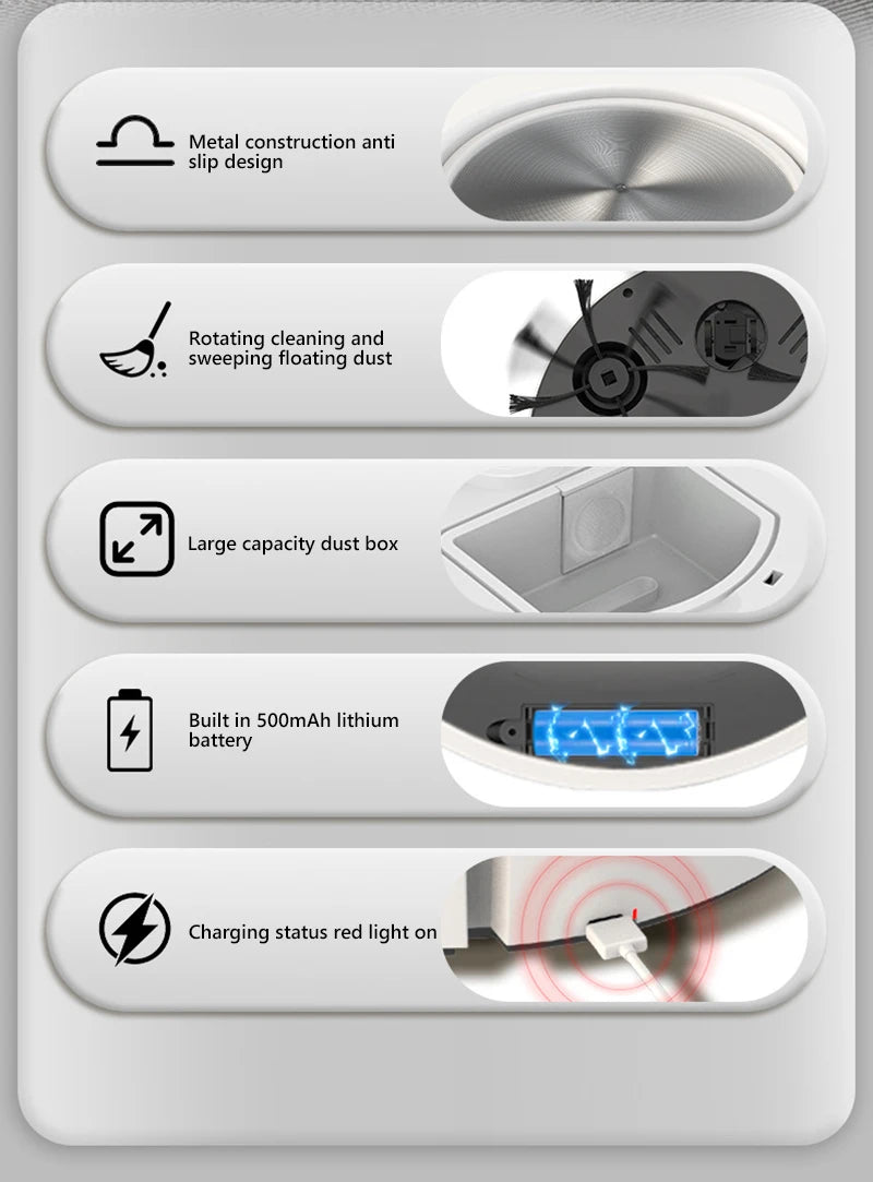 New Smart Sweeping Robot 3-in-1 Smart Cleaner Household Rechargeable Fully Automatic Vacuum Cleaner 6000Pa Suction Pet Hair