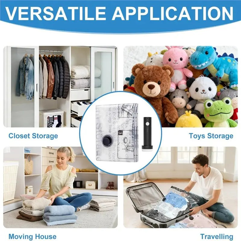 B59B-Space Saver Vacuum Storage Bag With Pump For Clothing,Travel Vacuum Seal Bag Vacuum Packing Bags For Luggage, Blankets