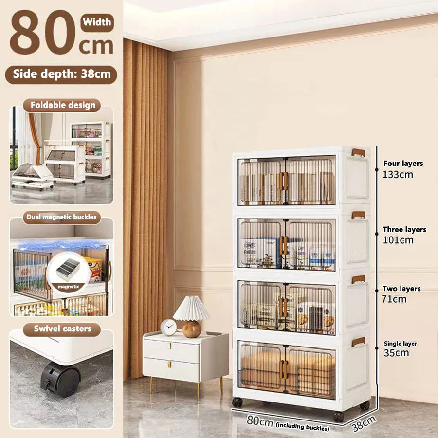 Foldable Sundries Cabinet Dustproof Storage Wardrobe Home Organization Solution