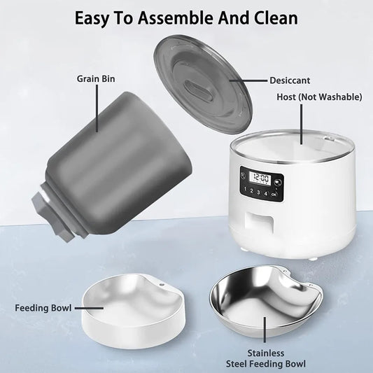 4L Smart Pet Feeder Timed Feeding Remote Control APP Control Feeder Stainless Steel Bowl 9-Meal Dog Food Dispenser Home Use