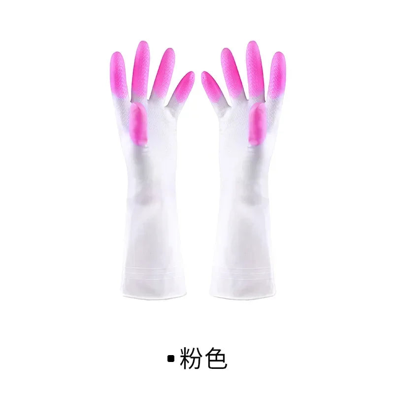 1 Pair Kitchen Household Gadgets Dish Washing Tools Soft Scrubber Rubber Dishwashing Gloves Kitchen Cleaning Silicone Gloves
