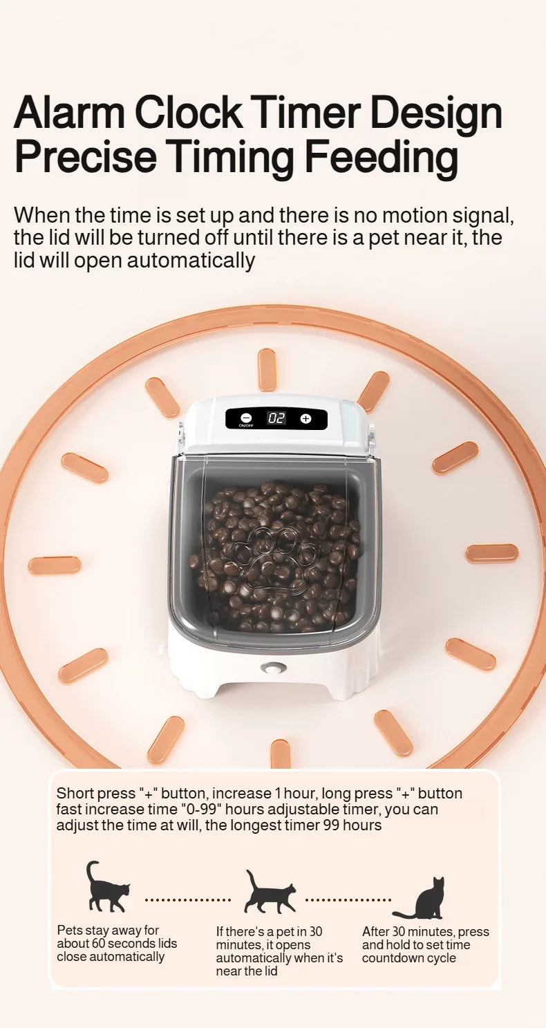 Pet Smart Sensor Feeder Automatic Sensor Open Lid Feeding Machine Cat Food Moistureproof Neck Care Smart Feeder for Small Dog