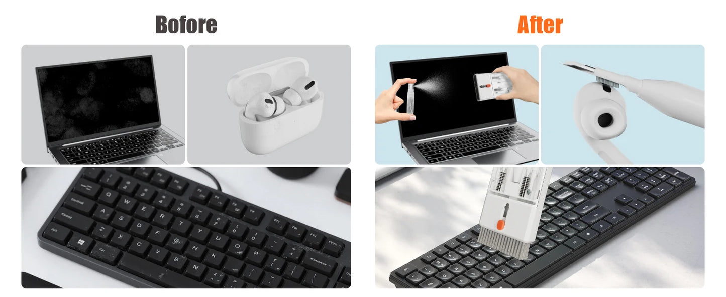 Electronics Cleaning Kit - The Ultimate Gadget for iPhone, AirPods, Android, Keyboards, Soft Brushes, Screen Wipes, Keycap Tool