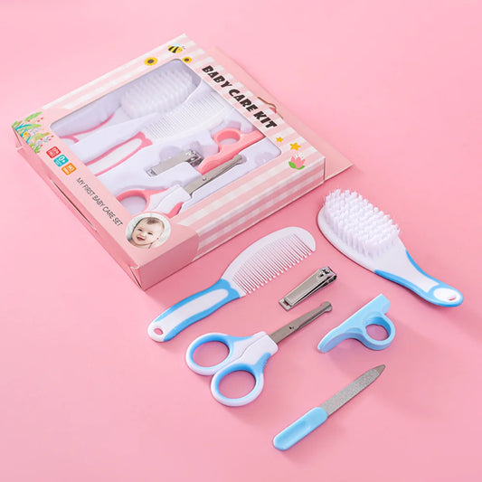 New 6 Pcs Baby Healthcare and Grooming Kit Sets Safety Newborn Nursery Baby Care Kit with Hair Brush Comb Nail Clipper Scissors