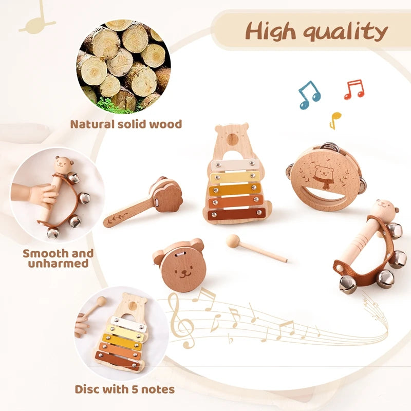 Montessori Toys Baby Music Toys Musical Instrument Wooden Educational Toys Baby 0 3 Years Toys Bear Xylophone Children toys