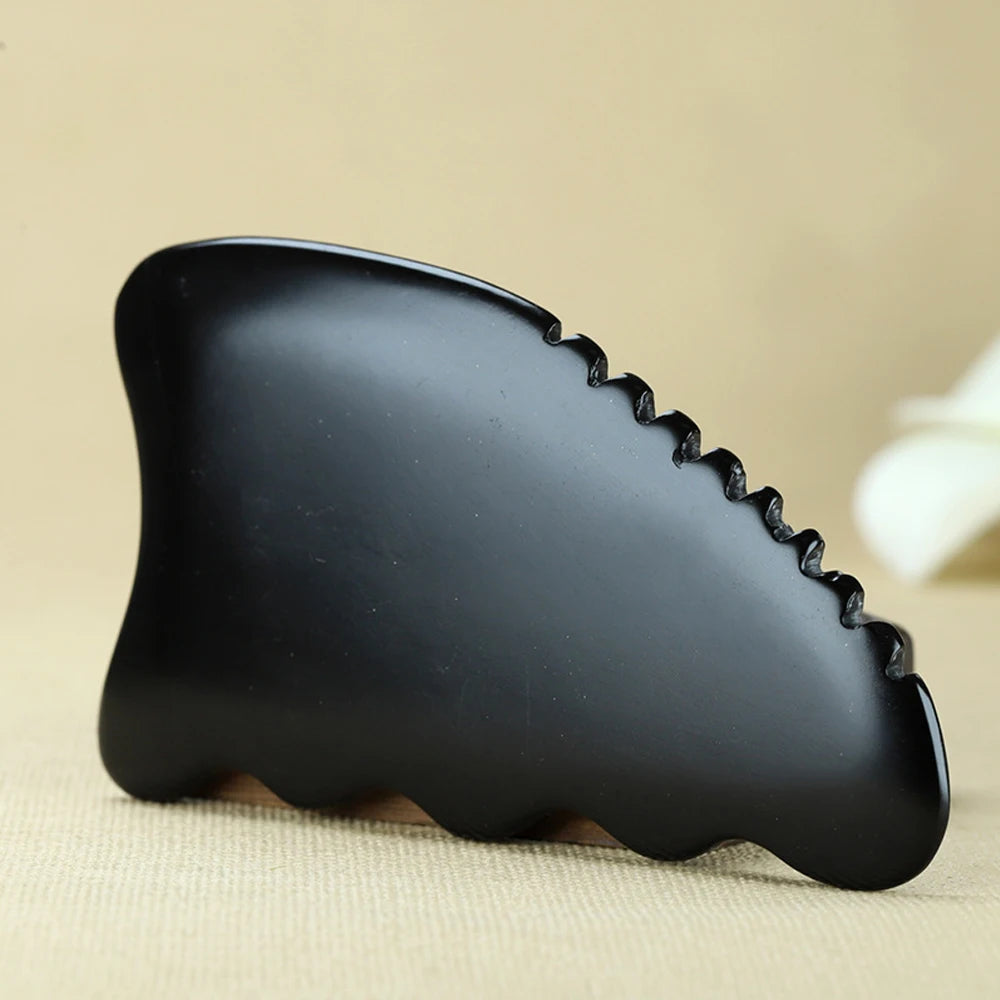Gua Sha Facial Body Massage Tools, Gua Sha Bian Stone, Gua Sha Stone with Ridges, Gentle Gua Sha Scraping Massage Tool Black