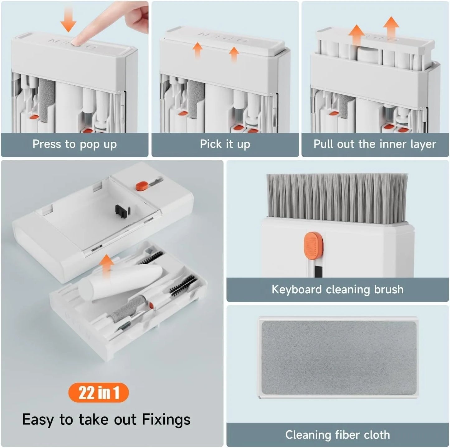 Electronics Cleaning Kit - The Ultimate Gadget for iPhone, AirPods, Android, Keyboards, Soft Brushes, Screen Wipes, Keycap Tool