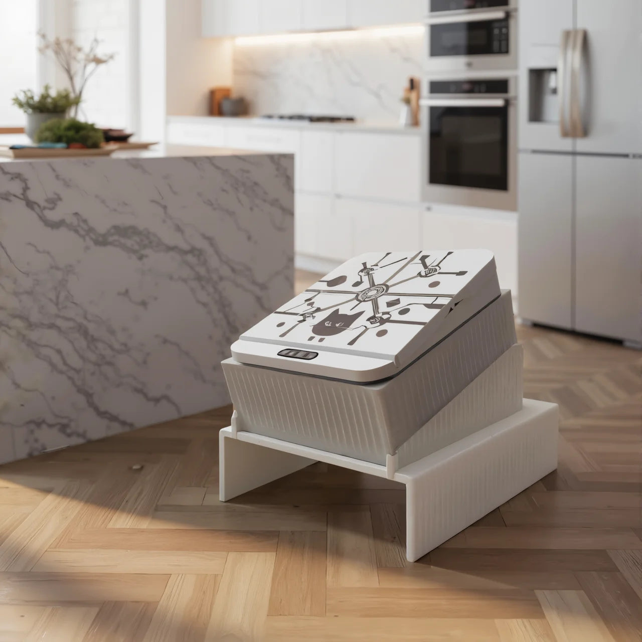 Cat Automatic Feeder Smart Infrared Auto-Opening Pet Bowl Long-lasting Energy with Sealed Lid for Home Outdoor Camping