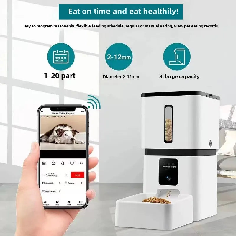 Smart Pet Feeder Timing 8L Large Capacity Wifi Feed Cats Dogs Automatically Food Dispenser Pet Products Supplies Accessories